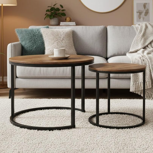 3-Piece Industrial Coffee Table Set