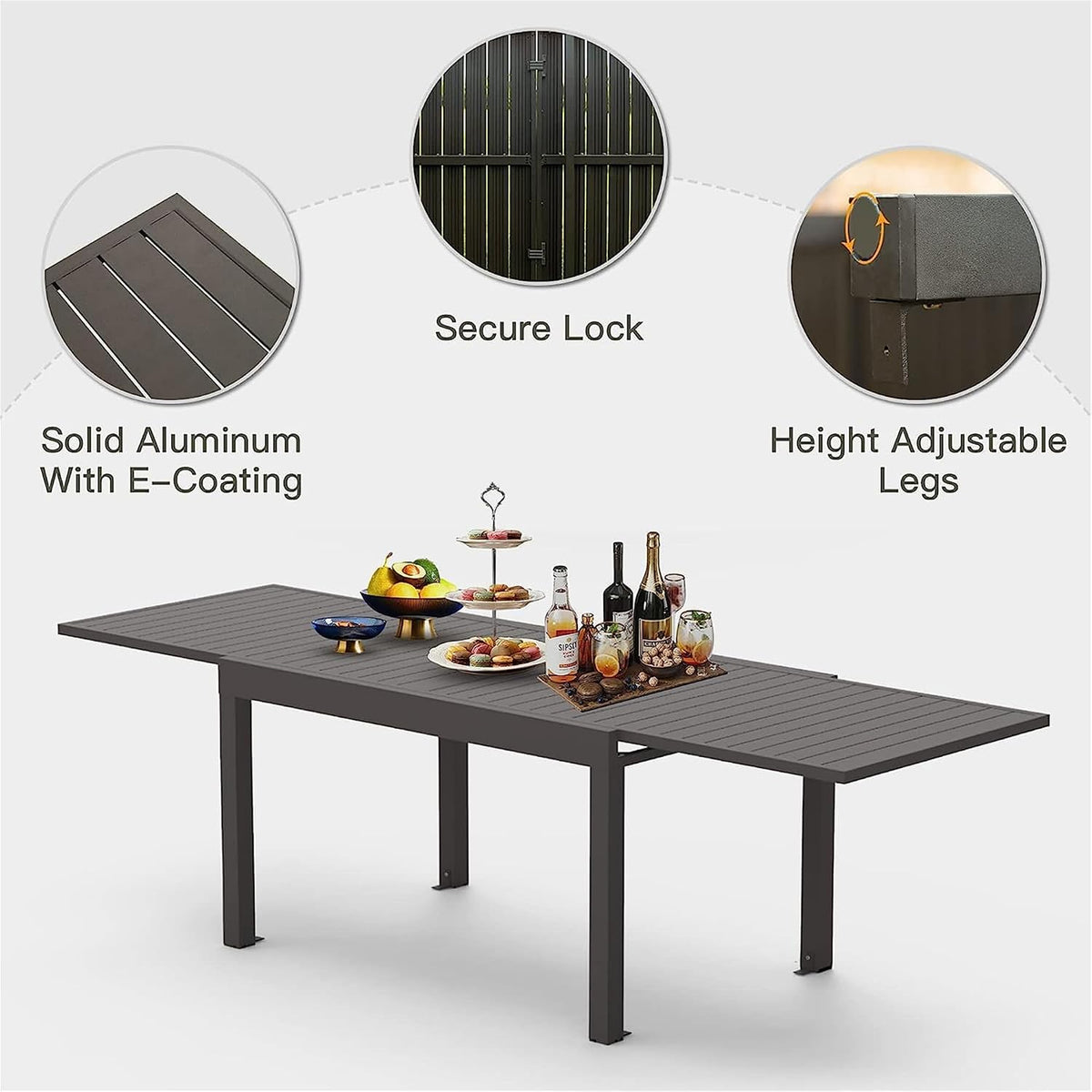 Extendable Adjustable Outdoor Dining Table