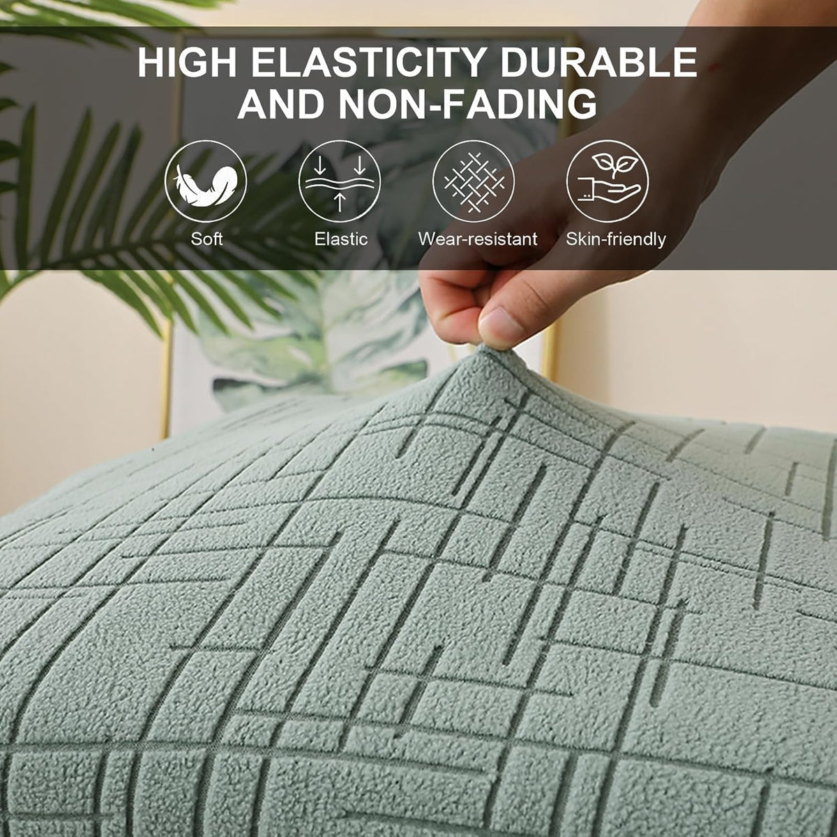 Stretch Ottoman Cover with Non-Slip Fit