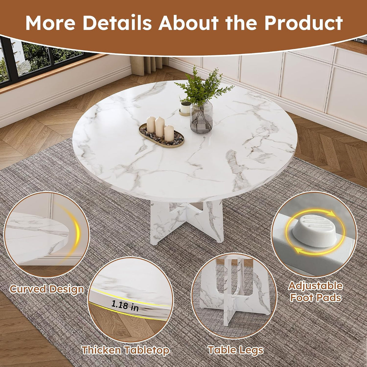 Farmhouse Marble Dining Table